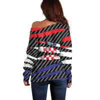 Croatia Beast Off Shoulder Sweater Ripped Flag Graphic - Wonder Print Shop
