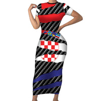 Croatia Beast Short Sleeve Bodycon Dress Ripped Flag Graphic - Wonder Print Shop