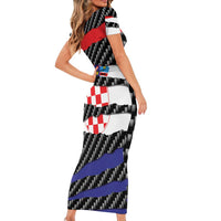 Croatia Beast Short Sleeve Bodycon Dress Ripped Flag Graphic - Wonder Print Shop