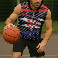 Croatia Beast Sleeveless Zip Hoodie Ripped Flag Graphic - Wonder Print Shop