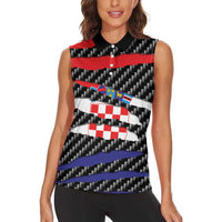 Croatia Beast Women Sleeveless Polo Shirt Ripped Flag Graphic - Wonder Print Shop
