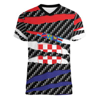 Croatia Beast Women V-Neck T-Shirt Ripped Flag Graphic - Wonder Print Shop