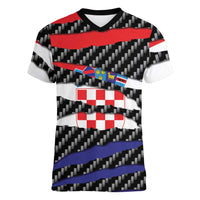 Croatia Beast Women V-Neck T-Shirt Ripped Flag Graphic - Wonder Print Shop