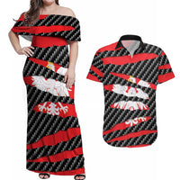 Poland Beast Couples Matching Off Shoulder Maxi Dress and Hawaiian Shirt Ripped Flag Graphic - Wonder Print Shop