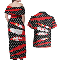 Poland Beast Couples Matching Off Shoulder Maxi Dress and Hawaiian Shirt Ripped Flag Graphic - Wonder Print Shop