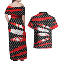 Poland Beast Couples Matching Off Shoulder Maxi Dress and Hawaiian Shirt Ripped Flag Graphic - Wonder Print Shop