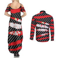 Poland Beast Couples Matching Summer Maxi Dress and Long Sleeve Button Shirt Ripped Flag Graphic - Wonder Print Shop