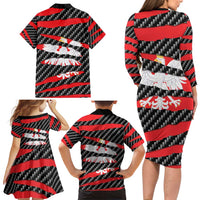 Poland Beast Family Matching Long Sleeve Bodycon Dress and Hawaiian Shirt Ripped Flag Graphic - Wonder Print Shop