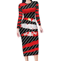 Poland Beast Family Matching Long Sleeve Bodycon Dress and Hawaiian Shirt Ripped Flag Graphic - Wonder Print Shop
