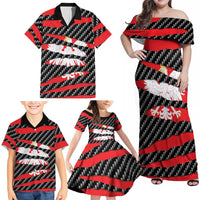 Poland Beast Family Matching Off Shoulder Maxi Dress and Hawaiian Shirt Ripped Flag Graphic - Wonder Print Shop