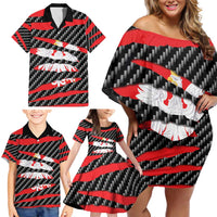 Poland Beast Family Matching Off Shoulder Short Dress and Hawaiian Shirt Ripped Flag Graphic - Wonder Print Shop