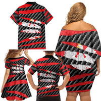 Poland Beast Family Matching Off Shoulder Short Dress and Hawaiian Shirt Ripped Flag Graphic - Wonder Print Shop