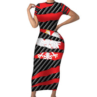 Poland Beast Short Sleeve Bodycon Dress Ripped Flag Graphic - Wonder Print Shop