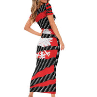 Poland Beast Short Sleeve Bodycon Dress Ripped Flag Graphic - Wonder Print Shop