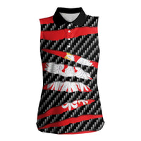 Poland Beast Women Sleeveless Polo Shirt Ripped Flag Graphic - Wonder Print Shop