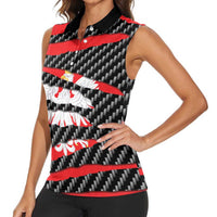 Poland Beast Women Sleeveless Polo Shirt Ripped Flag Graphic - Wonder Print Shop