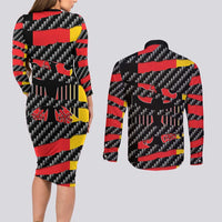 Germany Beast Couples Matching Long Sleeve Bodycon Dress and Long Sleeve Button Shirt Ripped Flag Graphic - Wonder Print Shop