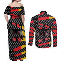 Germany Beast Couples Matching Off Shoulder Maxi Dress and Long Sleeve Button Shirt Ripped Flag Graphic - Wonder Print Shop