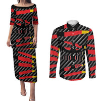 Germany Beast Couples Matching Puletasi and Long Sleeve Button Shirt Ripped Flag Graphic - Wonder Print Shop