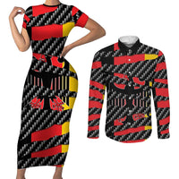 Germany Beast Couples Matching Short Sleeve Bodycon Dress and Long Sleeve Button Shirt Ripped Flag Graphic - Wonder Print Shop