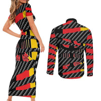 Germany Beast Couples Matching Short Sleeve Bodycon Dress and Long Sleeve Button Shirt Ripped Flag Graphic - Wonder Print Shop