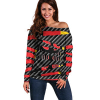 Germany Beast Off Shoulder Sweater Ripped Flag Graphic - Wonder Print Shop