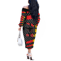 Germany Beast Off The Shoulder Long Sleeve Dress Ripped Flag Graphic - Wonder Print Shop
