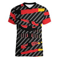 Germany Beast Women V-Neck T-Shirt Ripped Flag Graphic - Wonder Print Shop