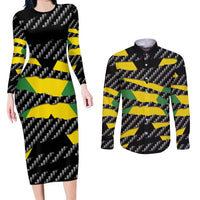 Jamaica Beast Couples Matching Long Sleeve Bodycon Dress and Long Sleeve Button Shirt Ripped Flag Graphic - Wonder Print Shop