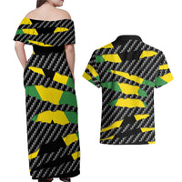 Jamaica Beast Couples Matching Off Shoulder Maxi Dress and Hawaiian Shirt Ripped Flag Graphic - Wonder Print Shop