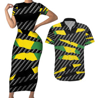 Jamaica Beast Couples Matching Short Sleeve Bodycon Dress and Hawaiian Shirt Ripped Flag Graphic - Wonder Print Shop