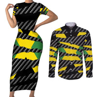 Jamaica Beast Couples Matching Short Sleeve Bodycon Dress and Long Sleeve Button Shirt Ripped Flag Graphic - Wonder Print Shop