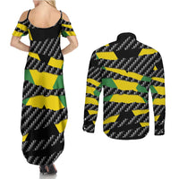 Jamaica Beast Couples Matching Summer Maxi Dress and Long Sleeve Button Shirt Ripped Flag Graphic - Wonder Print Shop