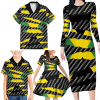 Jamaica Beast Family Matching Long Sleeve Bodycon Dress and Hawaiian Shirt Ripped Flag Graphic - Wonder Print Shop