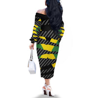 Jamaica Beast Family Matching Off The Shoulder Long Sleeve Dress and Hawaiian Shirt Ripped Flag Graphic - Wonder Print Shop