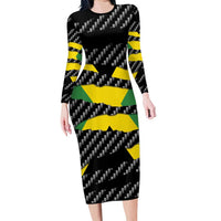 Jamaica Beast Long Sleeve Bodycon Dress Ripped Flag Graphic - Wonder Print Shop