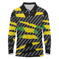 Jamaica Beast Long Sleeve Polo Shirt Ripped Flag Graphic - Wonder Print Shop