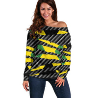 Jamaica Beast Off Shoulder Sweater Ripped Flag Graphic - Wonder Print Shop