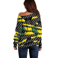Jamaica Beast Off Shoulder Sweater Ripped Flag Graphic - Wonder Print Shop
