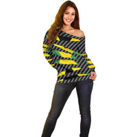 Jamaica Beast Off Shoulder Sweater Ripped Flag Graphic - Wonder Print Shop