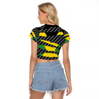 Jamaica Beast Raglan Cropped T Shirt Ripped Flag Graphic - Wonder Print Shop