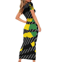 Jamaica Beast Short Sleeve Bodycon Dress Ripped Flag Graphic - Wonder Print Shop