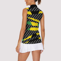 Jamaica Beast Women Sleeveless Polo Shirt Ripped Flag Graphic - Wonder Print Shop