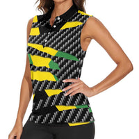 Jamaica Beast Women Sleeveless Polo Shirt Ripped Flag Graphic - Wonder Print Shop