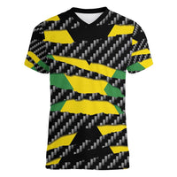 Jamaica Beast Women V-Neck T-Shirt Ripped Flag Graphic - Wonder Print Shop