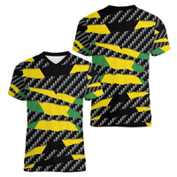 Jamaica Beast Women V-Neck T-Shirt Ripped Flag Graphic - Wonder Print Shop