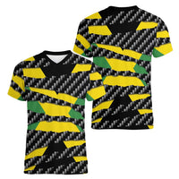Jamaica Beast Women V-Neck T-Shirt Ripped Flag Graphic - Wonder Print Shop