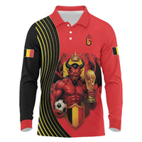 Custom World Football 2026 Belgium Long Sleeve Polo Shirt Red Devils Go Champions - Wonder Print Shop