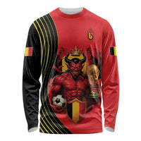 Custom World Football 2026 Belgium Long Sleeve Shirt Red Devils Go Champions - Wonder Print Shop