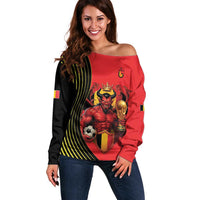 Custom World Football 2026 Belgium Off Shoulder Sweater Red Devils Go Champions - Wonder Print Shop